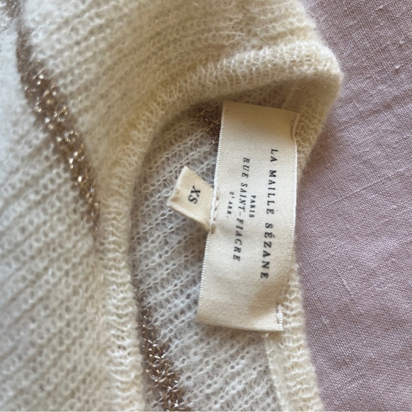 Sezane Cream and Tan Striped Cardigan - Picture 4 of 8